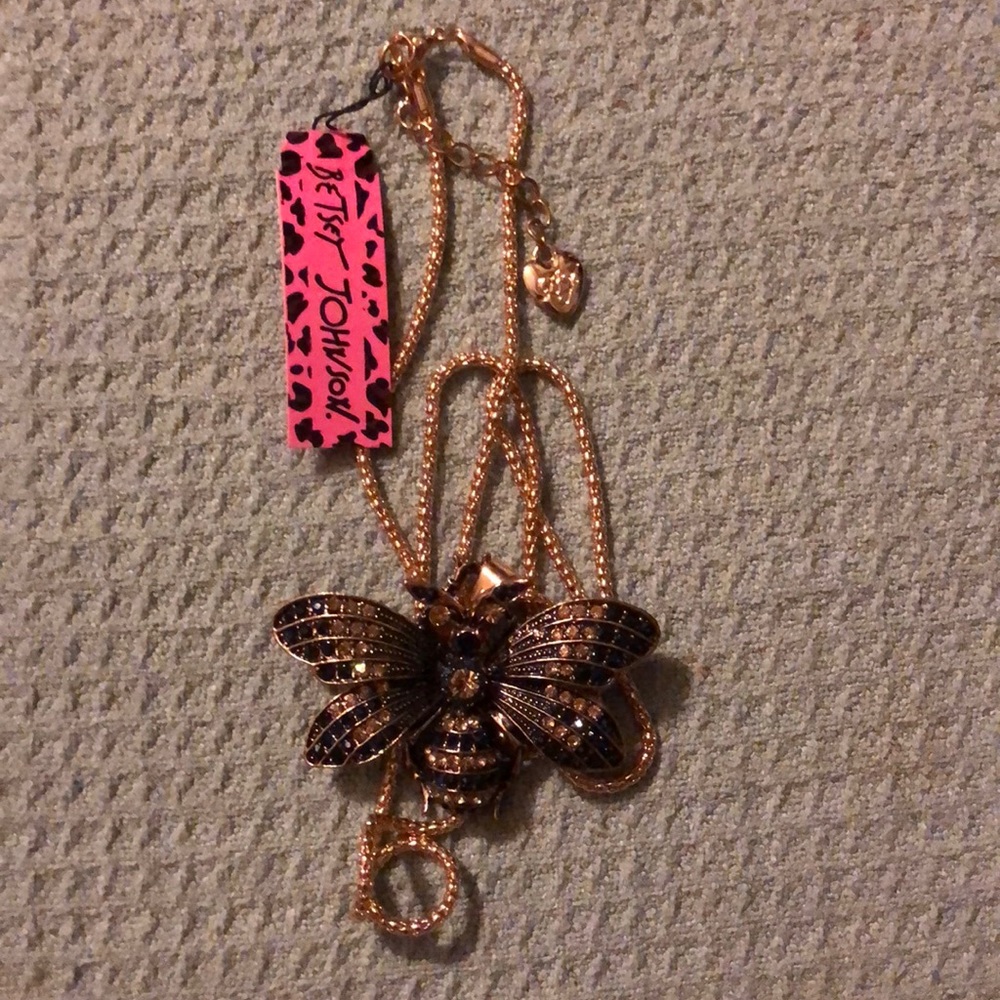 NWT Betsy Johnson bumble bee necklace /pin gold